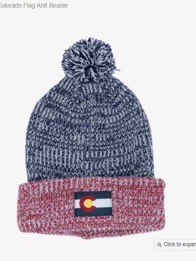 Aksels Adult Colorado Flag Knit Beanie Navy Red NWT Ski Snow Snowboard
